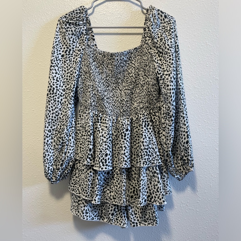 Snow Leopard Long Sleeve Romper